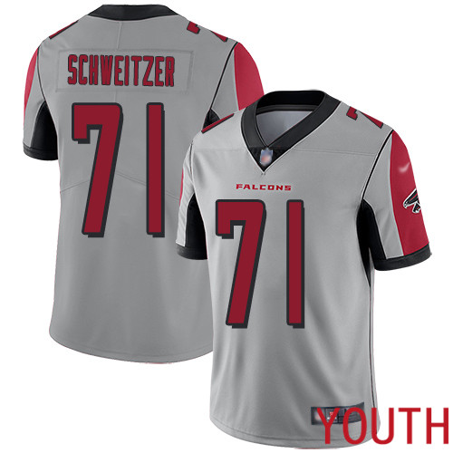 Atlanta Falcons Limited Silver Youth Wes Schweitzer Jersey NFL Football #71 Inverted Legend